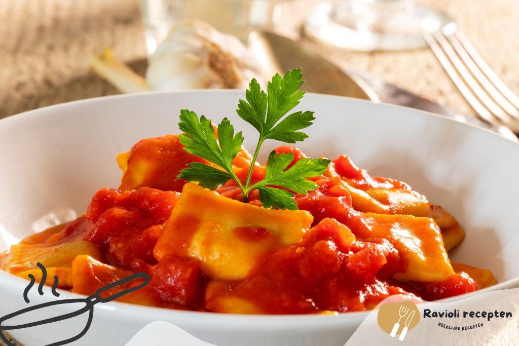 Klassieke kaasravioli met tomatensaus